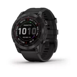 Garmin - Fenix 7 Sapphire Solar, Black DLC Ti W/Black Band