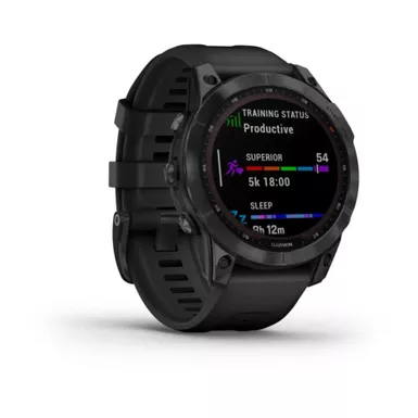 Garmin - Fenix 7 Sapphire Solar, Black DLC Ti W/Black Band 2 Garmin - Fenix 7 Sapphire Solar, Black DLC Ti W/Black Band - Image 2