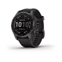 Garmin - Fenix 7S Sapphire Solar, Carbon Gray DLC With Black Band
