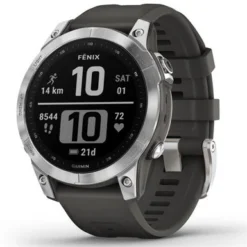 Garmin Fenix 7 Watch, Silver With Graphite Band