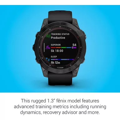 Garmin - Fenix 7 Sapphire Solar, Black DLC Ti W/Black Band 5 Garmin - Fenix 7 Sapphire Solar, Black DLC Ti W/Black Band - Image 5