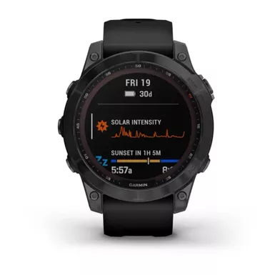 Garmin - Fenix 7 Sapphire Solar, Black DLC Ti W/Black Band 3 Garmin - Fenix 7 Sapphire Solar, Black DLC Ti W/Black Band - Image 3