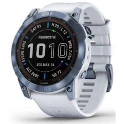 Garmin Fenix 7x Sapphire Solar, Mineral Blue Dlc Titanium With Whitestone Band